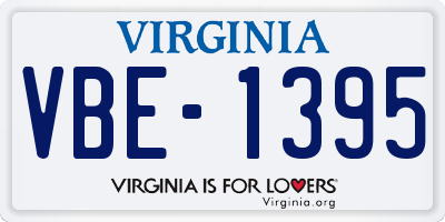 VA license plate VBE1395