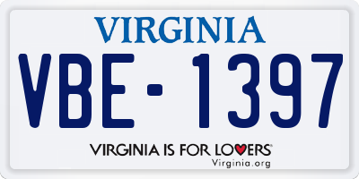 VA license plate VBE1397