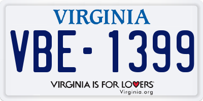 VA license plate VBE1399