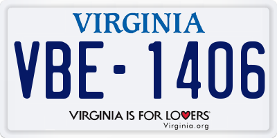 VA license plate VBE1406
