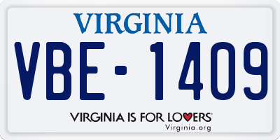 VA license plate VBE1409