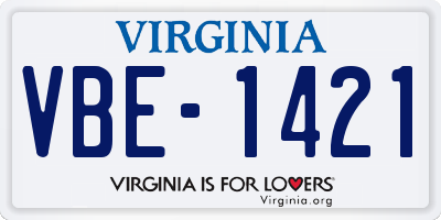 VA license plate VBE1421