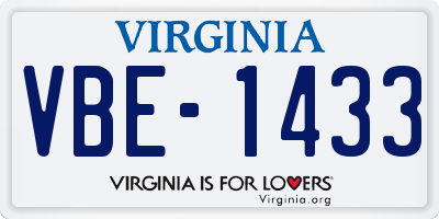 VA license plate VBE1433