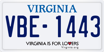 VA license plate VBE1443