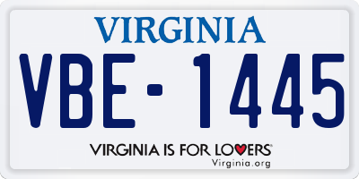VA license plate VBE1445