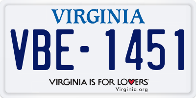VA license plate VBE1451