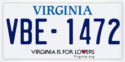 VA license plate VBE1472