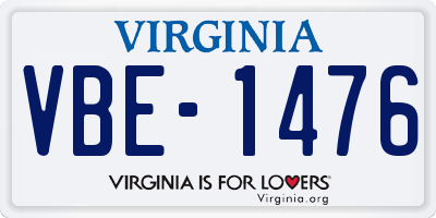 VA license plate VBE1476