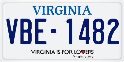 VA license plate VBE1482