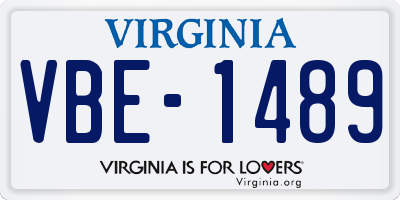 VA license plate VBE1489