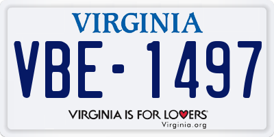 VA license plate VBE1497