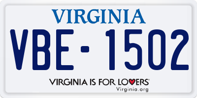 VA license plate VBE1502