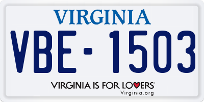 VA license plate VBE1503