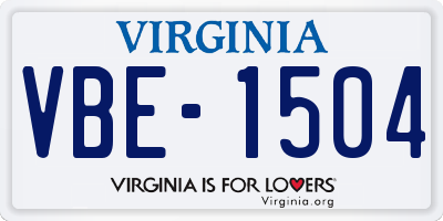 VA license plate VBE1504