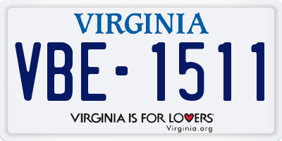VA license plate VBE1511