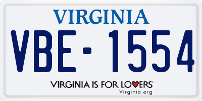 VA license plate VBE1554