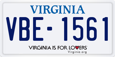 VA license plate VBE1561