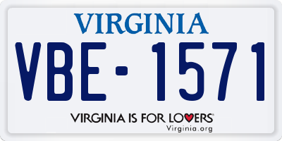 VA license plate VBE1571