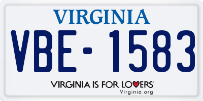 VA license plate VBE1583