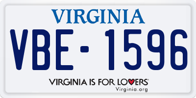 VA license plate VBE1596