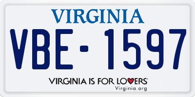 VA license plate VBE1597