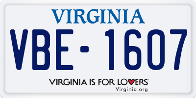 VA license plate VBE1607