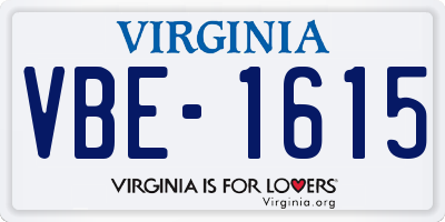 VA license plate VBE1615