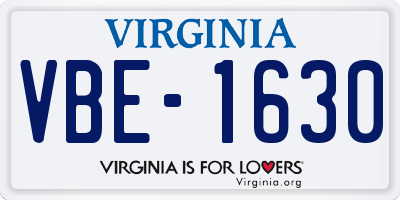 VA license plate VBE1630