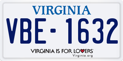 VA license plate VBE1632