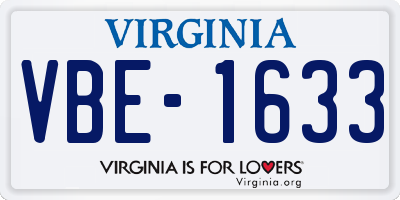 VA license plate VBE1633