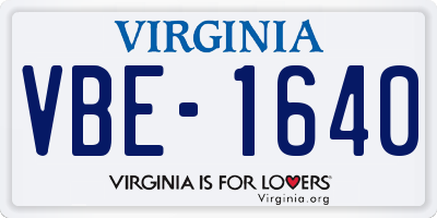 VA license plate VBE1640