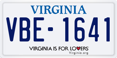 VA license plate VBE1641