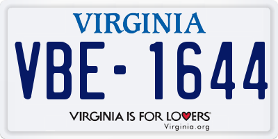 VA license plate VBE1644