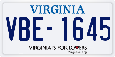 VA license plate VBE1645