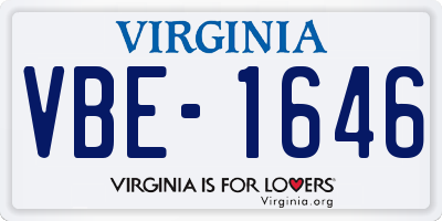 VA license plate VBE1646