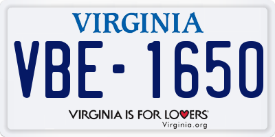 VA license plate VBE1650