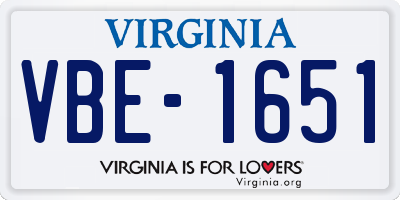 VA license plate VBE1651