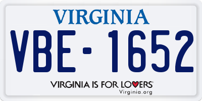 VA license plate VBE1652
