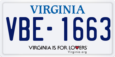 VA license plate VBE1663