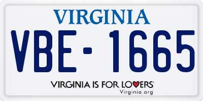 VA license plate VBE1665