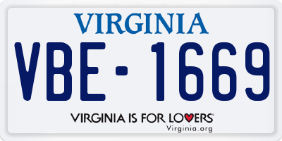 VA license plate VBE1669