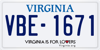 VA license plate VBE1671