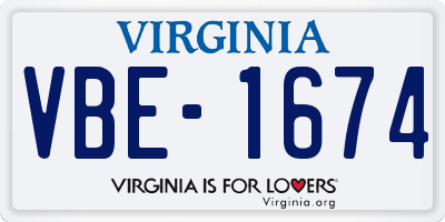 VA license plate VBE1674