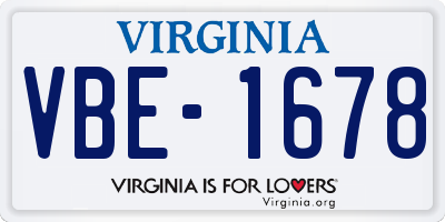 VA license plate VBE1678