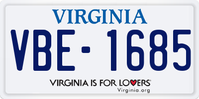 VA license plate VBE1685