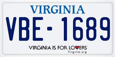 VA license plate VBE1689