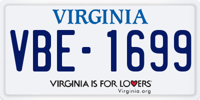 VA license plate VBE1699
