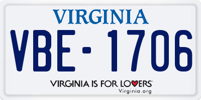 VA license plate VBE1706