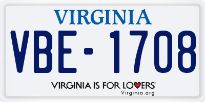 VA license plate VBE1708