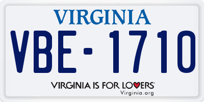 VA license plate VBE1710